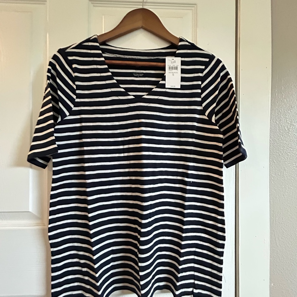 NWT J.Jill Navy and White Striped Top NWT